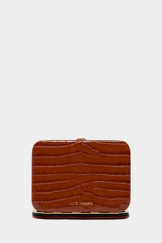 Nolan Card Holder, Cognac 'Croco' – Kick Pleat Scarf Sale, Kick Pleat, Stainless Steel Frame, Houston Texas, Embossed Logo, Dream Wardrobe, Sale Design, Steel Frame, Cognac