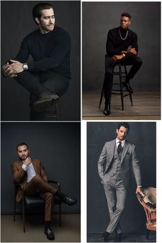 four different pictures of men in suits and ties