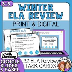 winter ela review print and digital task cards