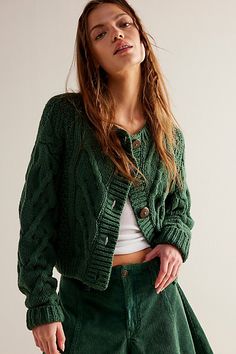 Corduroy Shorts, Denim Joggers, Button Front Cardigan, Simple Tees, Free Summer, Cable Knit Cardigan, Fall 2023, Free People Sweater, Cable Knit Sweater