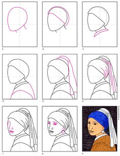 how to draw a girl with a pearl earring step by step instructions for beginners