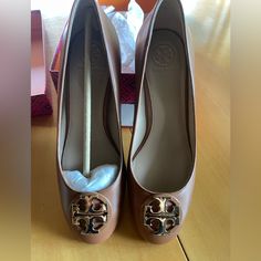 Brand New Tory Burch Shoes. Tan Heels With Branded Heel Counter And Closed Toe, Tan Heels With Removable Insole And Round Toe, Tan Leather Closed Toe Heels, Luxury Tan Heels With Round Toe, Luxury Tan Round Toe Heels, Designer Tan Round Toe Heels, Designer Tan Heels With Round Toe, Designer Tan Heels For Formal Occasions, Elegant Tan Closed Toe Heels