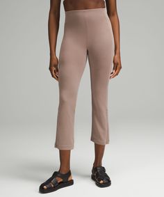 Two Looks, Same Cozy Feeling. Zippers At The Hem Of These Peach-Fuzz Soft Crops Change Their Shape From Straight-Leg To Flared So Youre Never Without Options. Designed For Casual. Intended To Sit Above Ankle:tight Fit. Zippers At The Hem Change The Shape From Straight Leg To Flared. Pull-On Waistband. Back Drop-In Pocket. | Ribbed Softstreme Zip-Leg High-Rise Cropped Pant 25" Peach Fuzz, Cozy Feeling, Womens Capris, Cropped Pants, Women Crop, Straight Leg, Tights, High Rise, Like New