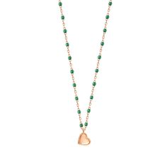 Gigi Clozeau - Lucky Heart Mini Gigi Emerald necklace, Rose Gold, 15.7 Dainty Rose Gold Heart Beads Necklace, Rose Gold Heart Charm Fine Necklace, Rose Gold Heart Pendant Necklace With Charms, Rose Gold Fine Jewelry Necklaces With Heart Charm, Fine Jewelry Rose Gold Necklace With Heart Charm, Necklace Stack, Love Is Everything, Joy Of Living, Gold Pearl Necklace