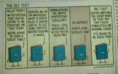 a comic strip about how to read books