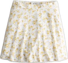 Casual Yellow Flared Mini Skirt, Chic Yellow Floral Print Skirt, Spring Yellow Floral Print Skirt, Yellow Floral Print Skirt, Yellow Flowy Flared Mini Skirt, Yellow Flared Mini Skirt, Flowy Yellow Mini Skirt For Day Out, Casual Yellow Floral Print Mini Skirt, Yellow Flared Mini Skirt For Spring