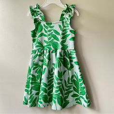 Nwt Janie & Jack Palm Leaf Jacquard Ruffle Dress Size 3. Casual Green Twirl Dress For Summer, Fitted Green Dress For Playdate, Green Casual Dress For Playdate, Casual Green Dresses For Playdate, Green Casual Twirl Dress For Spring, Casual Green Twirl Dress For Spring, Casual Green Sundress For Playtime, Playful Green Dress For Garden Party, Green Casual Dress For Playtime