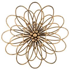 a gold metal flower on a white background