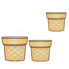 three ice cream cups with different shapes and sizes