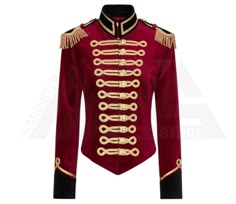 Women Hussar Military Officer Velvet Jackets, Pelisse Red Hussar Jacket, Officer Hussar Jacket With Golden Braid, Girlfriend Gifts Our women red hussar jacket are meticulously crafted from velvet and golden braid, offering more comfort and lasting durability. Offered in a variety of colors, you can find the style to suit your preferences. This handmade Pelisse Velvet Jacket is a perfect blend of classic style and timeless elegance, designed to elevate your wardrobe and make a lasting impression. Red Military Long Sleeve Outerwear, Red Stand Collar Blazer For Winter, Retro Jackets, Vintage Army Jacket, Vintage Military Jacket, Red Velvet Jacket, Marching Band Uniforms, Military Field Jacket, Band Uniforms