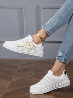 These Versatile Casual Flat Travel Shoes are perfect for any adventure. With their lightweight design and minimalist fashion, they provide the ultimate comfort and style for women on the go. Made for versatility, they are perfect for any occasion. So, step into these fashion sneakers and elevate your travel experience. Color : White Style : Sporty Strap Type : Lace Up Size Fit : True To Size Upper Material : PU Leather Lining Material : Mesh Power Supply : None Size US Ball Girth Foot Length EUR36 US6 20.85 23.53 EUR37 US6.5 21.3 24.2 EUR38 US7 21.75 24.87 EUR39 US8 22.2 25.54 EUR40 US9 22.65 26.21 EUR41 US9.5 23.1 26.88 EUR42 US10.5 23.55 27.55 Walking Shoes For Outdoor Activities In Spring, Canvas Shoes Women, Boot Print, Travel Shoes, Casual Flats, Leopard Pattern, White Style, Skate Shoes, Canvas Shoes