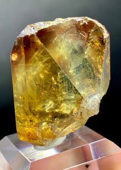 Rich Golden Colour Transparent Facet Grade Topaz Crystal,Sherry Topaz From Skardu Mine.Topaz Crystal Weight: 21 Grams Size: 27*24*23 mm Origin: Skardu Mine Economy; Shipping Bahia Brazil, Geology Rocks, Crown Necklace, Pretty Rocks, Beautiful Rocks, Life Force, Mineral Stone, Minerals And Gemstones, Gold Coin