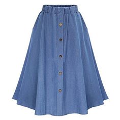 Season:Spring   Fall,Summer,Spring  Summer; Fabric:Denim; Dress Length:Midi; Gender:Women's; Style:Summer,Fashion; Occasion:Weekend,Casual Daily,Office / Career; Details:Without Lining; Fit Type:Loose Fit; Pattern:Solid Colored; Pants Type:Denim Midi Skirt,Long Skirt,Swing,Skirt; Fly Type:Elasticity; Front page:FF; Listing Date:05/26/2022; Production mode:External procurement; Hips:; Length:; Waist: Long Skater Skirt, Boho Chic Skirts, Long Blue Skirts, Flared Denim Skirt, Light Blue Skirts, Blue Solid Color, Long A Line Skirt, Button Front Denim Skirt, Blue Pleated Skirt