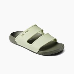 Men's Oasis Double Strap Water Friendly Sandal in Aqua/Olive | REEF® Beach Open Toe Slides With Arch Support, Beach Slides With Ortholite Insole And Open Toe, Open Toe Beach Slides With Arch Support, Beach Slides With Arch Support And Open Toe, Open Toe Slides With Arch Support For Beach, Summer Flip Flops With Cushioned Footbed For Outdoor, Summer Outdoor Flip Flops With Cushioned Footbed, Lightweight Slide Sport Sandals For Beach, Summer Sport Sandals With Textured Footbed For Beach