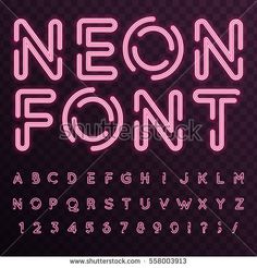 neon font and numbers on a dark background with clipping for the lowercase, uppercase