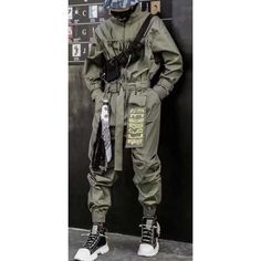 Casual Winter Jumpsuits And Rompers For Streetwear, Casual Jumpsuits And Rompers For Winter Streetwear, Fitted Long Sleeve Jumpsuit For Streetwear, Fall Streetwear Long Sleeve Jumpsuits And Rompers, Overalls With Belt, Embroidery Jumpsuit, Techwear Streetwear