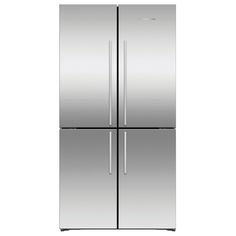 a stainless steel refrigerator freezer with two doors and no frosting on the door