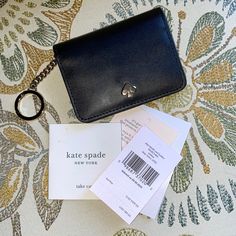 Coin Purse Kate Spade Card Holder Key Chain Black And Pink Leather Spade Card, Wallet Keychain, Kate Spade Card Holder, Keychain Wallet, Kate Spade Wallet, Kate Spade Purse, Black And Pink, Kate Spade Bag, Pink Leather