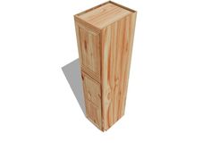 a tall wooden cabinet sitting on top of a white floor