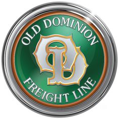 an old dominion freight line logo on a green and gold circle with the word,'old dominion freight line '