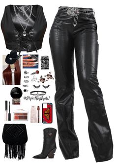 Leather Pants Outfit Rockstar, Outfit Inspo Rockstar Gf, Edgy Leather Pants For Alternative Fashion, Punk Rock Aesthetic Outfits, Rock Outfits For Women Concert, Rock And Roll Outfits Women, Coyote Ugly Outfit, Rockstar Outfit For Women