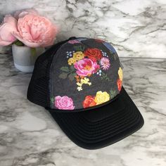 "These unique custom MADE TO ORDER hats are truely one of a kind. Not all heads are created equal , which is why we have so many size options. You can customize your hat color, size and your favorite design. please note all hat colors vary by size, in other words- not every hat color is available in every size. **please note these are made to order and the design layouts will be unique to each hat ordered** Please feel free to ask any questions you have about sizing, as these are MADE TO ORDER e Custom Multicolor Cap, Custom Black Adjustable Trucker Hat, Multicolor Curved Brim Trucker Hat, Black Hats For Spring Gifts, Black Hat For Spring Gift, Custom Black Trucker Baseball Cap, Black Hats As Spring Gifts, Custom Black Hat One Size Fits Most, Multicolor Snapback Trucker Hat As Gift