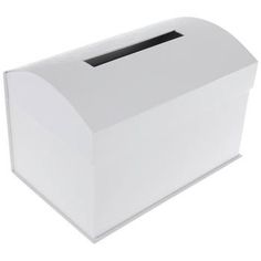 an empty white box with a black lid