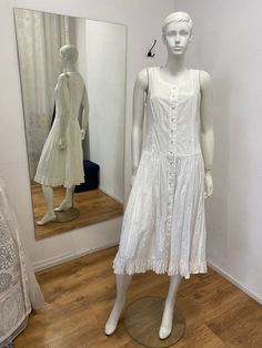 Vintage white cotton dress, Vintage clothing, Vintage clothes, Shirtdress 100% cotton Size: 38/M Length: 121 cm / 47.6 inches  Bust: 92 cm / 39.3 inches Waist: 86 cm / 36.2  inches Hips: open.. * Vintage condition * Please note that actual colors may vary due to your computer resolution and monitor color restrictions *Dress from smoke free house *Please contact me if you have any questions Thank you visiting my shop Instagram - IvziteVintageFashion Ilze White A-line Cotton Dress, White Cotton A-line Dress, Classic White Cotton Dresses, Classic Cotton Summer Dress, Cotton Daywear Dresses With Buttons, Classic Cotton Dresses With Buttons, Classic Cotton Dress With Buttons, White Cotton Day Dresses, White Cotton Daywear Dress