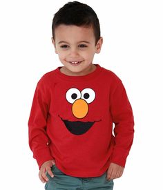 Who can resist this cute looking toddler shirt with Elmo's face all over it? Dress the whole family, with our Sesame Street character shirts for your next birthday party. This Elmo red, standard fit tee is made from 100% cotton. Be sure to check out our Size Chart to get an idea of the average size and dimensions of this Elmo Face Long Sleeve Toddler T-Shirt style. Check back often for some of our new Sesame Street clothing and other Sesame Street Merchandise at great prices only at Animation Sh Elmo Face Shirt, Elmo Birthday Shirt, Elmo Shirt, Elmo Face, Sesame Street Elmo, Sesame Street Characters, Street Clothing, Elmo Birthday, Kids Clothes Boys