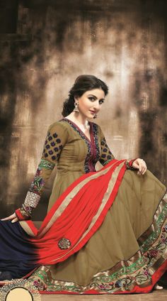 Soha Ali Khan In Beige Salwar Kameez YS105341 Banarasi Silk Anarkali Suits, Silk Anarkali Suits