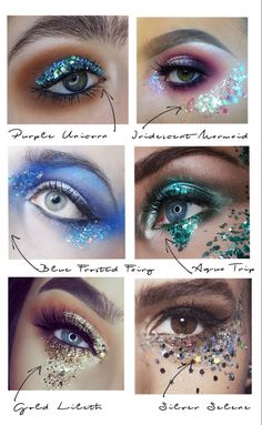 Glitters Make Up, Face Glitter Art, Festival Face Glitter Ideas, Festival Makeup Looks Glitter Eye, Disco Make Up Glitter, How To Put Glitter On Face, Disco Ball Hair, Make Up Glitter Eyes Sparkle, Glitter Makeup Looks Festival