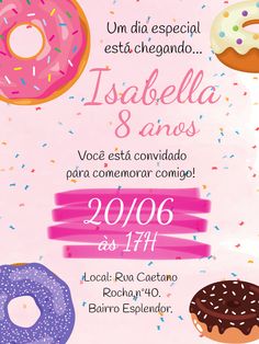 a poster with donuts and sprinkles on it for an event in spanish