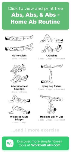 an exercise poster with the instructions for abs, abs and abss - home ab routine