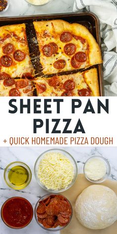 the homemade sheet pan pizza is ready to be eaten