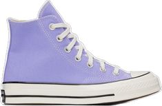 Casual Purple Canvas Shoes For Streetwear, Casual Purple High-top Canvas Shoes, Purple Canvas Sneakers With Round Toe, Casual High-top Cotton Sneakers With Logo Patch, Purple High-top Canvas Sneakers, Purple Canvas High-top Sneakers, Casual Purple Canvas Shoes With Rubber Sole, Purple High-top Canvas Shoes For Streetwear, Purple Converse High-top Sneakers