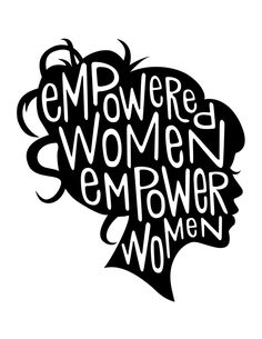 a woman's head with the words emp powered women written in black and white