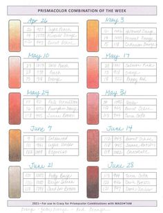 the color chart for this week's watercolor class is shown in red, orange and