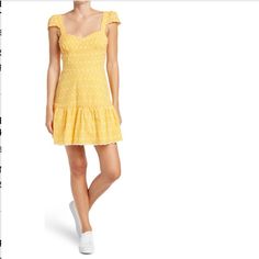 Betsey Johnson Mini Dress -Nwt Size M -Measures Approx. 21" Long (Under Arm To Hem) And 33" Across Bust -Yellow And White Eyelet Detailing -Short Cap Sleeve, Ruffled Hem , Elastic Back -Msrp $ 109 Happy To Answer Any Questions. Offers Always Welcome D 156 Tags- Summer ,Spring, , Cute , Pretty, Trendy, Stylish, , Short, L, Flowy, Party, Event, Casual, Special Occasion, Boho, Bohemian, Daytime, Everyday, Date, Girls Day, Warm Weather, ,Vacation, Travel, Chic, Neutral , Colorful, Cheerful, Fun , La Casual Yellow Sundress With Ruffles, Yellow Casual Sundress With Ruffles, Casual Yellow Ruffled Sundress, Chic Yellow Cotton Sundress, Casual Yellow Mini Dress With Ruffles, Casual Mustard Mini Dress For Spring, Trendy Yellow Beach Sundress, Trendy Yellow Dress For Spring, Yellow Knee-length Casual Mini Dress