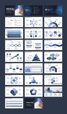 a bunch of blue and white powerpoint presentation templates