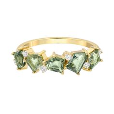 Mosaic Mix Ring Green Sapphire Green Sapphire, Sapphire Stone, 14k Gold Ring, Ring Diamond, Brilliant Diamond, Sapphire Diamond, White Diamonds, Diamond White, Diamond Rings