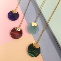 Round it out. Featuring a large circular semi-prescious stone held in place by industrial detailing, these pendants are an easy way to add dimension and a touch of color to any outfit. #design #nyc #Minimalistic #Simple #Chic #Elegant #Luxury #Modern #Fashion #Regram #Classy #Trendy #Jewelry #angle #rings #collections #new #style #fashion #ootd #lookbook #newlook #accessories #silver #gold #geometricjewelry #gift Jewelry Style Guide, Accessories Silver, Spring Jewelry, Circle Pendant Necklace, Simple Chic, Geometric Jewelry, Simple Gifts, Circle Pendant, Trendy Jewelry