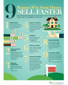 a poster with the words 9 reasons why some homes sell faster