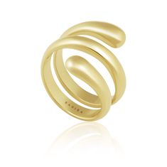 Upgrade your style with the Rue Ring! This stunning spiral ring adds a touch of elegance to any outfit. Its unique design is a perfect conversation starter and sure to catch anyone's eye. Elevate your look and feel confident with the Rue Ring. 18k Gold Plated over Stainless Steel Water & Tarnish Resistant Hypoallergenic Spiral Ring With A Modern Twist For Formal Occasions, Modern Spiral Ring For Formal Occasions, Modern Spiral Rings For Formal Occasions, Modern Yellow Gold Spiral Ring, Modern Spiral Yellow Gold Ring, Elegant Adjustable Spiral Midi Rings, Modern Spiral Promise Ring, Spiral Ring, Elevate Your Look