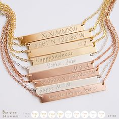 Custom Bar Necklace, Custom Name Plate, Gold Filled, Sterling Silver, Rose Gold, Silver bar, Gold Bar Necklace, Initial Necklace SN0002 Custom Bar Necklace, Daith Jewelry, Tiny Jewelry, Necklace Initial, Custom Bar, Gold Bar Necklace, Silver Bar, Engraved Bracelet, Solid Gold Jewelry