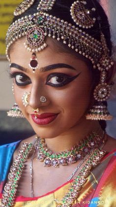 Bharathanatyam Make Up, Bharatnatyam Nose Ring, Bharatanatyam Eye Makeup, Kuchipudi Makeup, Bharatnatyam Eye Makeup, Classical Dance Makeup, Bharatnatyam Makeup, Bharatnatyam Jewellery, Bharatanatyam Makeup