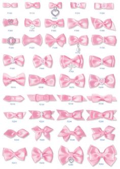 pink bow ties are arranged in rows and sizes, with the names on each side