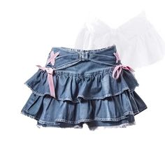 KYLETHOMASW - Kawaii Vintage Denim Mini Skirt Women Bow Ruffle Sweet Coquette Skirt Summer Cutecore Blue A-line Retro Short Skirts 1Measurement In CM size Skirt Length(cm) waist(cm) Body Weight(kg) S 32 64 45 M 33 68 55 L 34 72 65 Coquette Skirt, Bow Jeans, Kawaii Skirt, Kawaii Vintage, Kawaii Outfit Ideas, Skirt Summer, Retro Shorts, Skirt Patterns Sewing, Printed Long Dresses