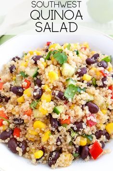 this southwest quinoa salad is loaded with black beans, corn, and avocado