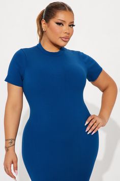 Available In Black And Navy. Maxi Dress High Neck Short Sleeve Back Hidden Zipper Stretch Compression Rib 88% Rayon 12% Spandex Imported | Cora Snatched Maxi Dress in Navy Blue size Small by Fashion Nova Blue Bodycon Top For Spring, Blue Short Sleeve Stretch Bodycon Dress, Blue Ribbed Stretch Mini Dress, Fitted Blue Mini Dress With Crew Neck, Navy Maxi Dress, Dress High Neck, Dresses Fashion Nova, Service Women, Maxi Dress Navy