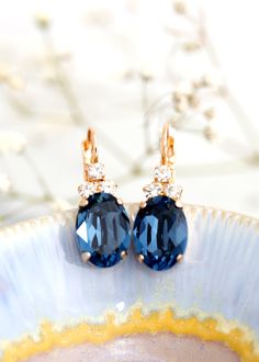 Blue Navy Crystal Earrings, Sapphire Blue Drop Earrings, Bridal Blue Crystal Drop Earrings, Navy Blue Bridesmaids Earrings, Gift For Her Navy Blue Bridesmaids, Dark Blue Earrings, Earrings Sapphire, Bridesmaids Earrings, Blue Drop Earrings, Silver Jewelry Fashion, Blue Bridesmaids, Crystal Drop Earrings, Opal Earrings